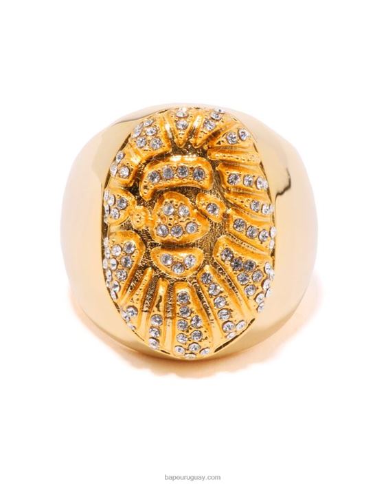anillo de piedra de cristal de cabeza hombres oro 26D80554 A Bathing Ape