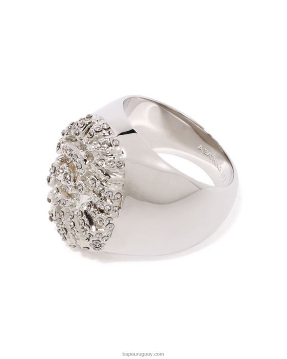 anillo de piedra de cristal de cabeza hombres plata 26D80555 A Bathing Ape