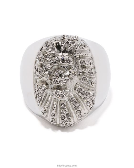 anillo de piedra de cristal de cabeza hombres plata 26D80555 A Bathing Ape