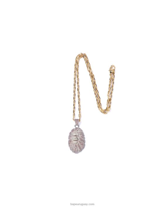 collar de piedra de cristal de cabeza hombres marrón 26D80553 A Bathing Ape