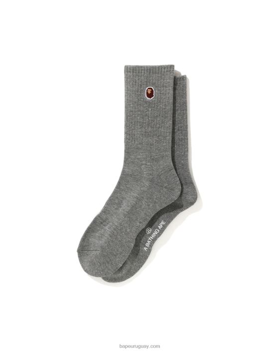 cabeza de un punto calcetines hombres gris 26D80503 A Bathing Ape