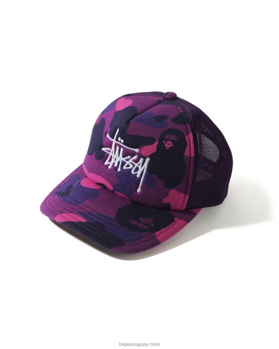 gorra de camionero x stussy hombres púrpura 26D80584 A Bathing Ape