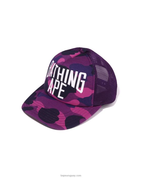 gorra de malla con logo de camuflaje de color nyc hombres púrpura 26D80535 A Bathing Ape