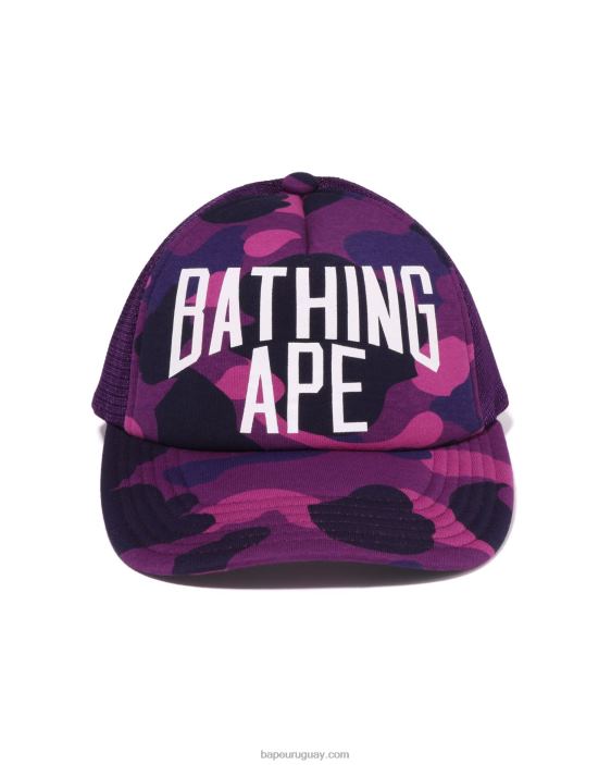 gorra de malla con logo de camuflaje de color nyc hombres púrpura 26D80535 A Bathing Ape
