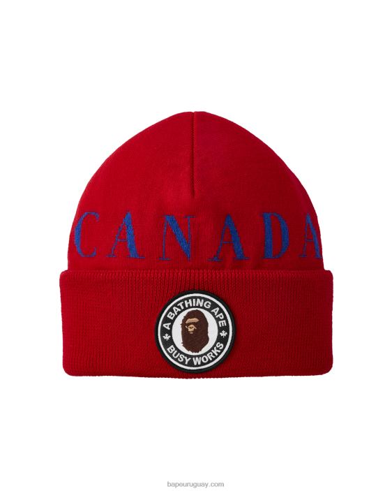 gorra de punto x conceptos x canada goose hombres rojo brillante 26D80619 A Bathing Ape