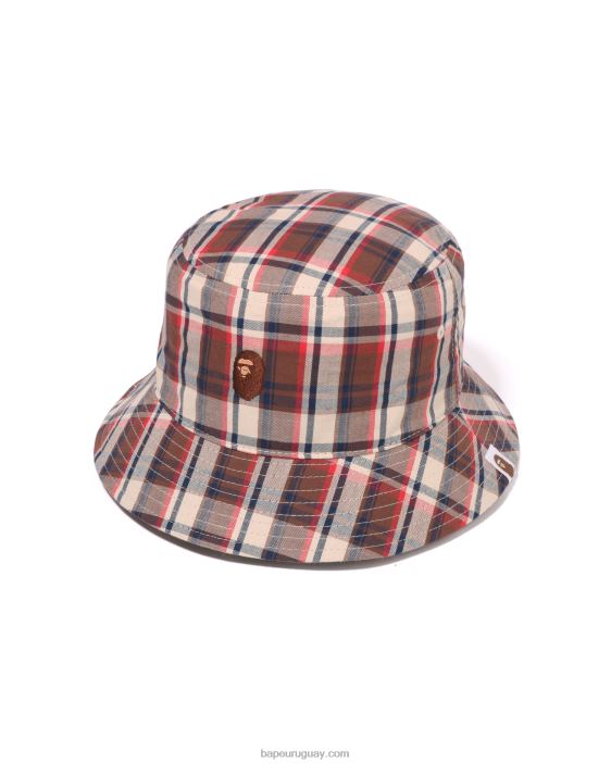 sombrero de pescador mini a cuadros hombres rojo brillante 26D80599 A Bathing Ape