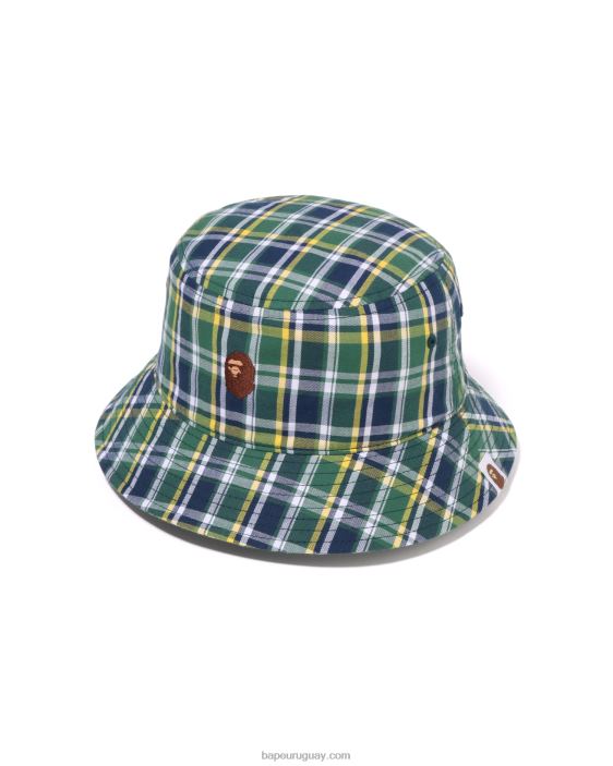sombrero de pescador mini a cuadros hombres verde claro 26D80598 A Bathing Ape