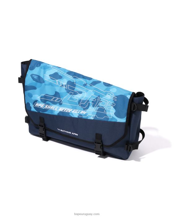 bolso messenger con diseño de panal de abeja hombres azul claro 26D80390 A Bathing Ape