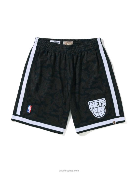 pantalones cortos de jersey x m&n brooklyn nets hombres negro 26D80372 A Bathing Ape