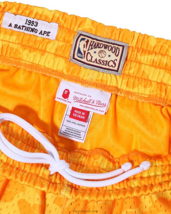 pantalones cortos de jersey x m&n los angeles lakers hombres amarillo 26D80362 A Bathing Ape