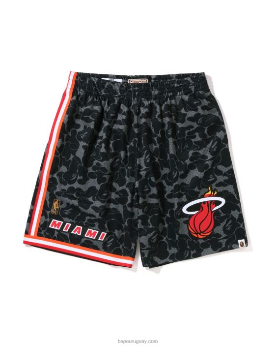 pantalones cortos de jersey x m&n miami heat hombres negro 26D80371 A Bathing Ape