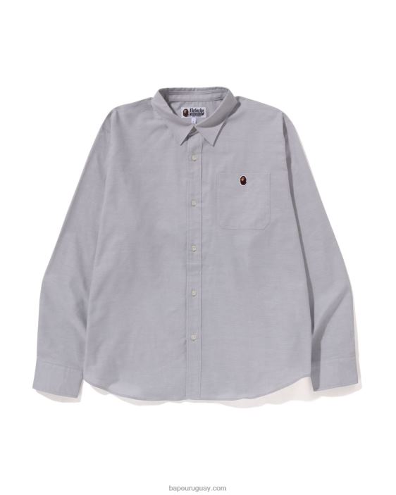 camisa oxford de corte holgado hombres gris 26D80329 A Bathing Ape