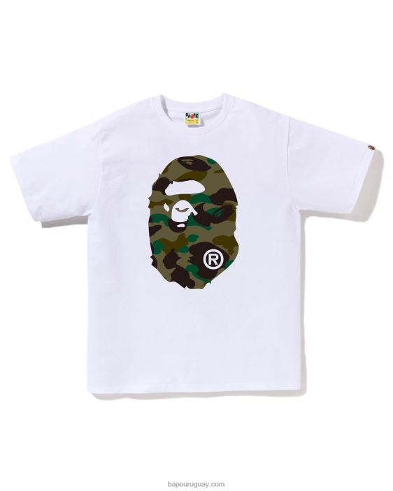 1ra camiseta de camuflaje con cabeza grande hombres blanco 26D803 A Bathing Ape