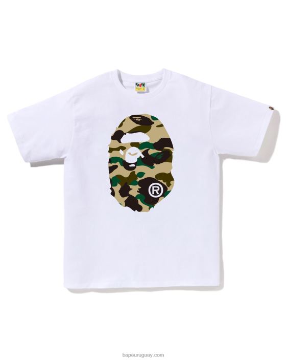 1ra camiseta de camuflaje con cabeza grande hombres blanco 26D804 A Bathing Ape