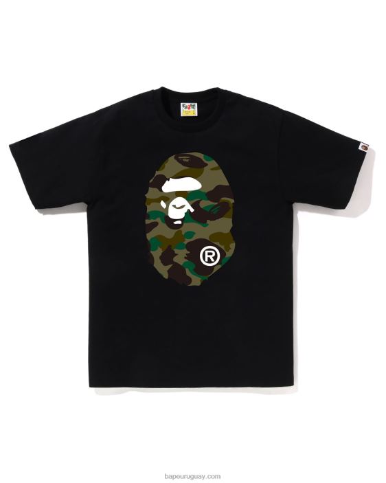 1ra camiseta de camuflaje con cabeza grande hombres negro 26D801 A Bathing Ape