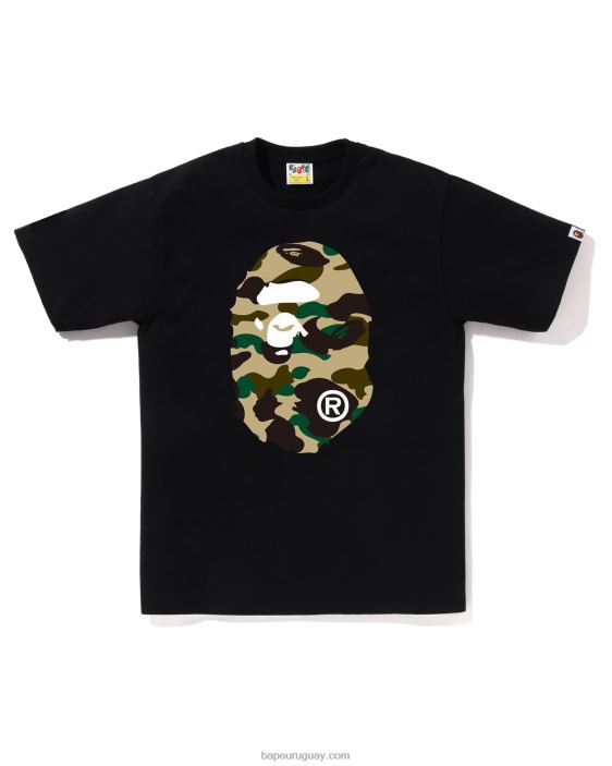 1ra camiseta de camuflaje con cabeza grande hombres negro 26D802 A Bathing Ape