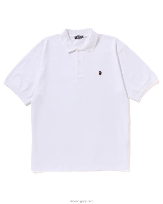 Polo Head de ajuste holgado de un punto hombres blanco 26D8058 A Bathing Ape