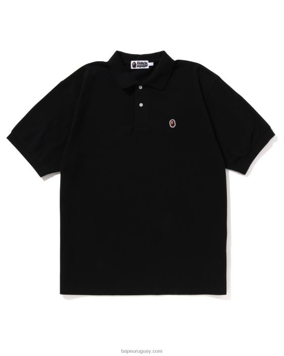 Polo Head de ajuste holgado de un punto hombres negro 26D8056 A Bathing Ape