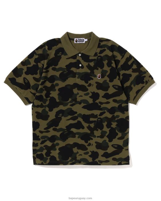Polo de ajuste holgado de un punto de camuflaje 1st hombres ejercito verde 26D805 A Bathing Ape