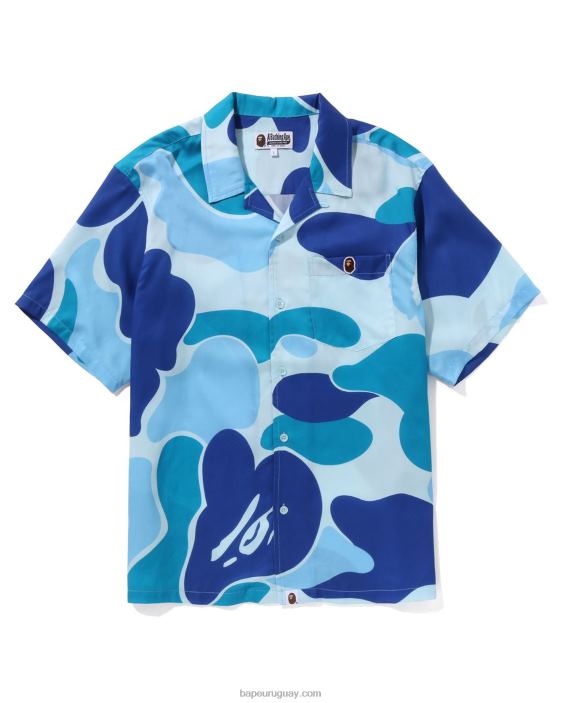 camisa abc camuflada con cuello abierto hombres azul claro 26D80120 A Bathing Ape