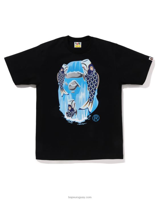 camiseta con cabeza de cascada koinobori hombres negro 26D80111 A Bathing Ape