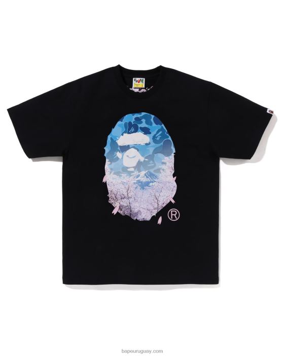 camiseta con cabeza de foto de sakura hombres negro 26D80206 A Bathing Ape