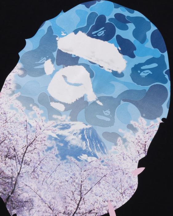 camiseta con cabeza de foto de sakura hombres negro 26D80206 A Bathing Ape