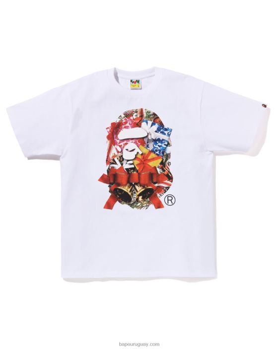 camiseta de cabeza de navidad hombres blanco 26D80148 A Bathing Ape