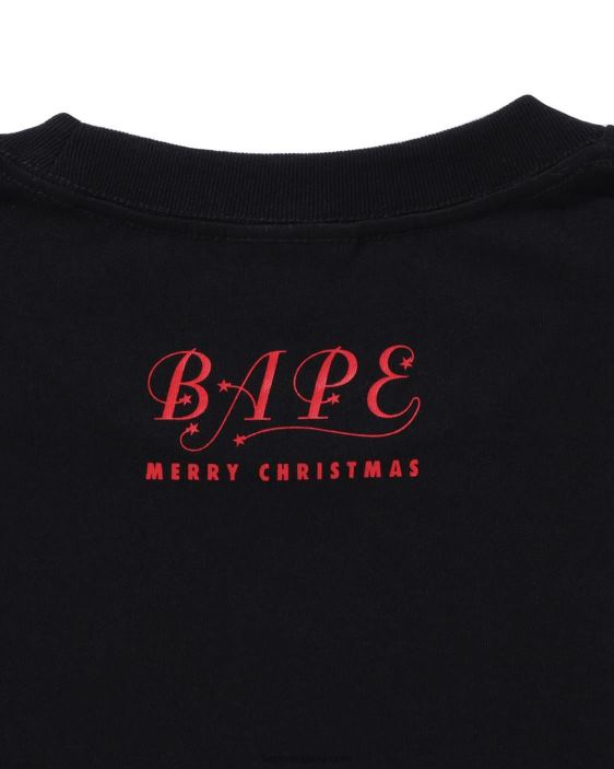 camiseta de cabeza de navidad hombres negro 26D80147 A Bathing Ape