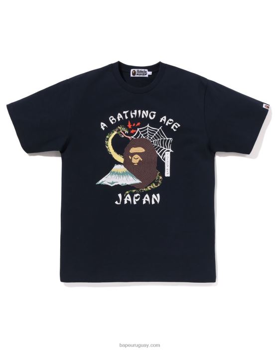 camiseta de la cultura japonesa hombres Azul marino 26D80114 A Bathing Ape