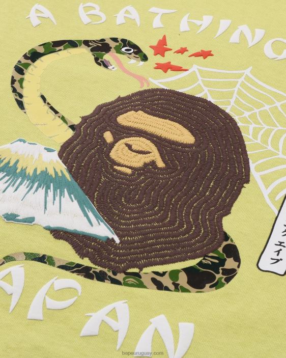 camiseta de la cultura japonesa hombres amarillo pastel 26D80116 A Bathing Ape