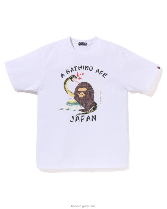 camiseta de la cultura japonesa hombres blanco 26D80115 A Bathing Ape