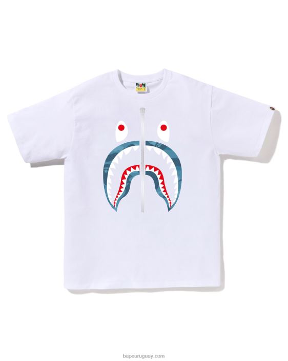 camiseta de panal de camuflaje con tiburón hombres blanco 26D8087 A Bathing Ape