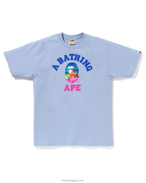 camiseta de playa al atardecer hombres azul claro 26D8070 A Bathing Ape