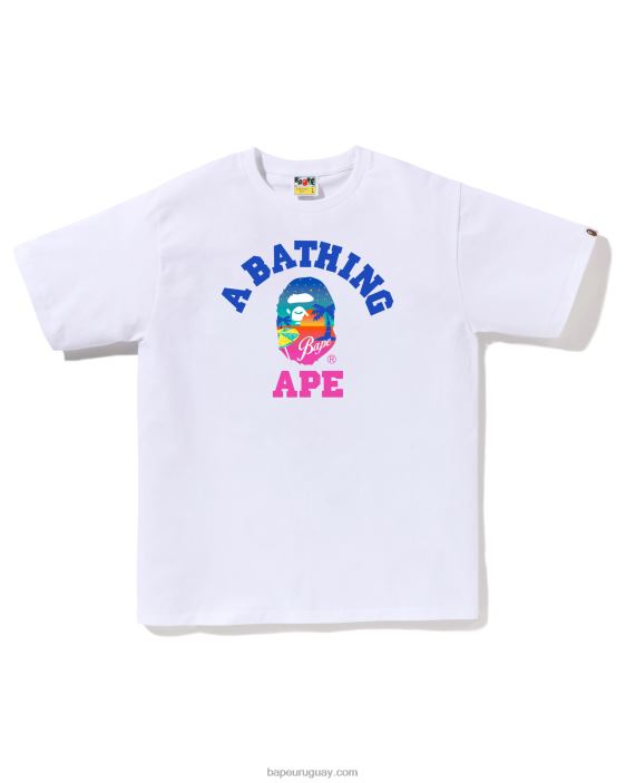 camiseta de playa al atardecer hombres blanco 26D8073 A Bathing Ape