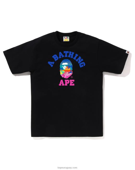 camiseta de playa al atardecer hombres negro 26D8069 A Bathing Ape