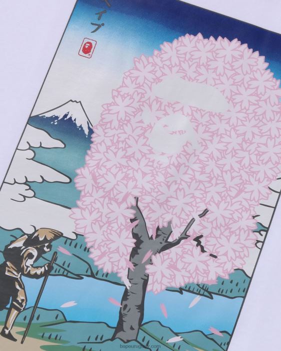 camiseta de sakura hombres blanco 26D80217 A Bathing Ape