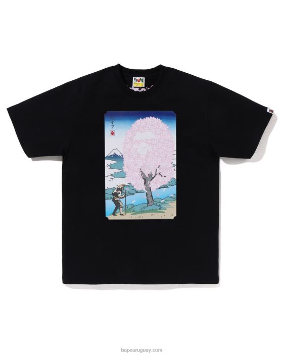 camiseta de sakura hombres negro 26D80216 A Bathing Ape