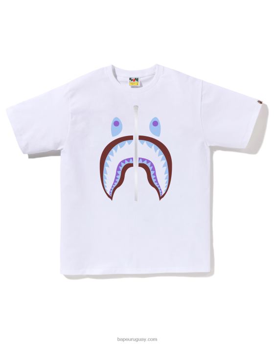 camiseta de tiburón de colores hombres blanco 26D8030 A Bathing Ape