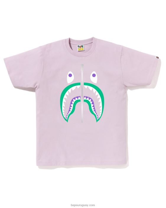 camiseta de tiburón de colores hombres lila pastel 26D8029 A Bathing Ape