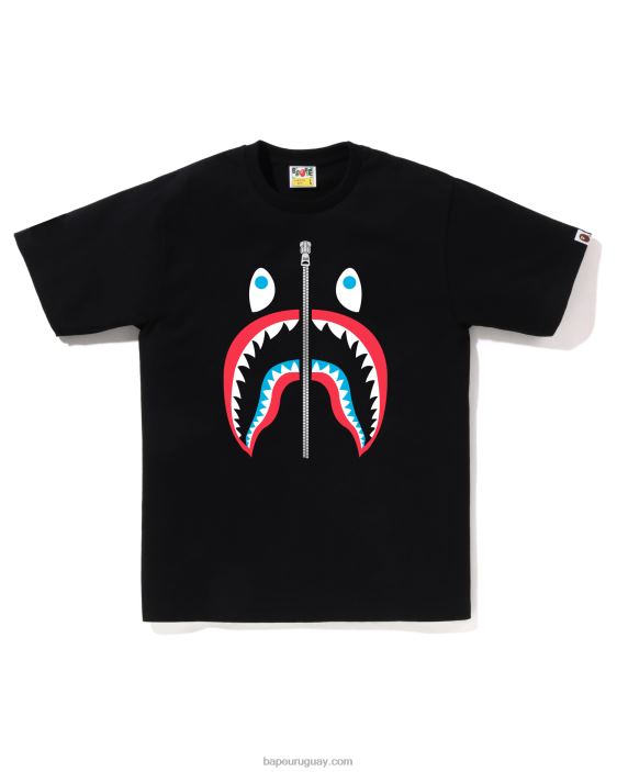 camiseta de tiburón de colores hombres negro 26D8026 A Bathing Ape