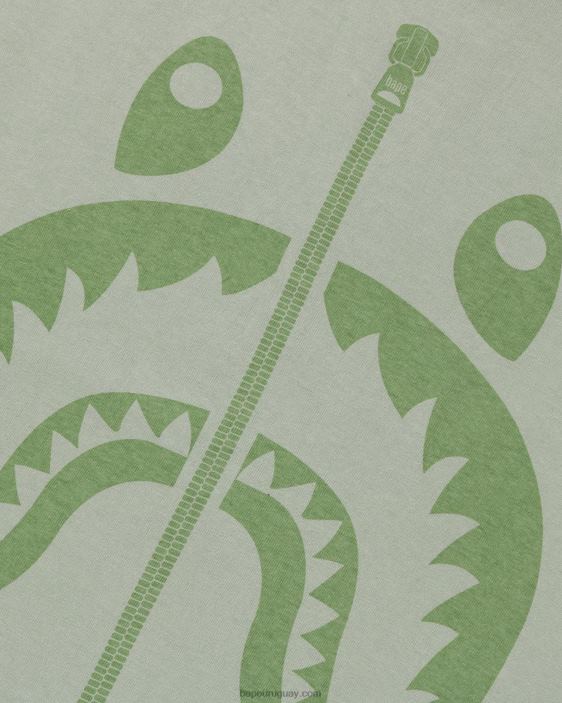 camiseta de tiburón de pigmento hombres verde claro 26D80281 A Bathing Ape