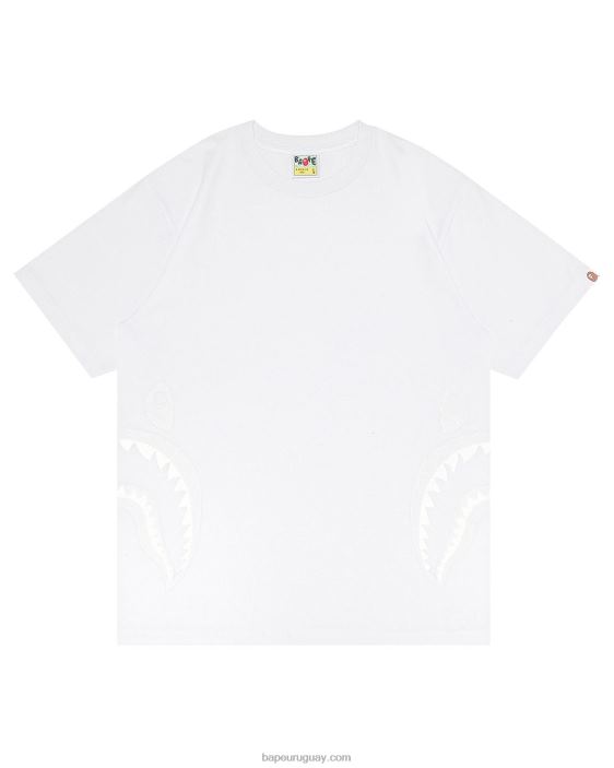 camiseta de tiburón lateral hombres blanco 26D80322 A Bathing Ape