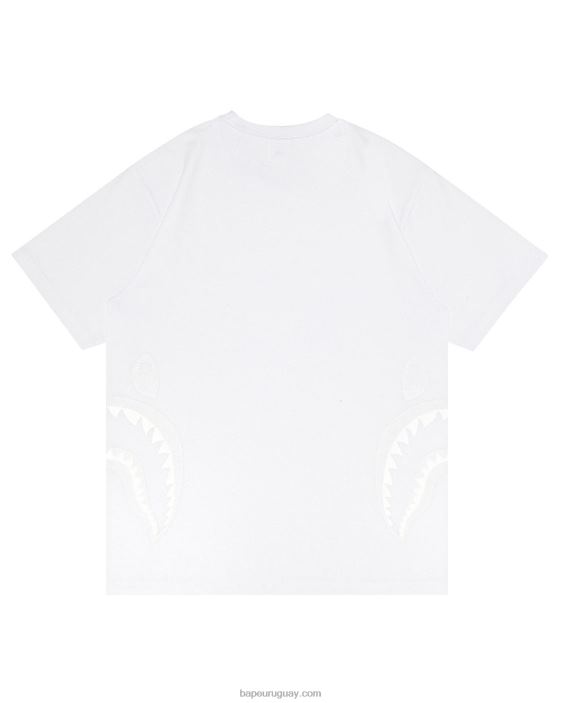 camiseta de tiburón lateral hombres blanco 26D80322 A Bathing Ape