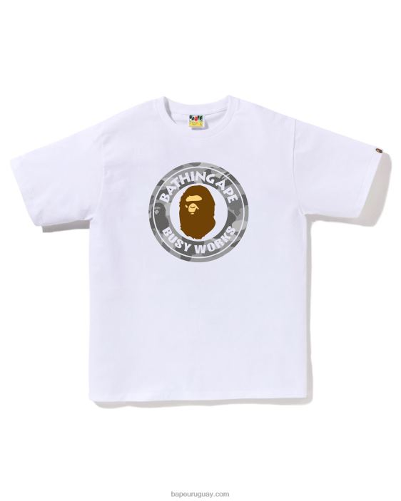 camiseta de trabajo ocupado de camuflaje de panal hombres blanco 26D8067 A Bathing Ape