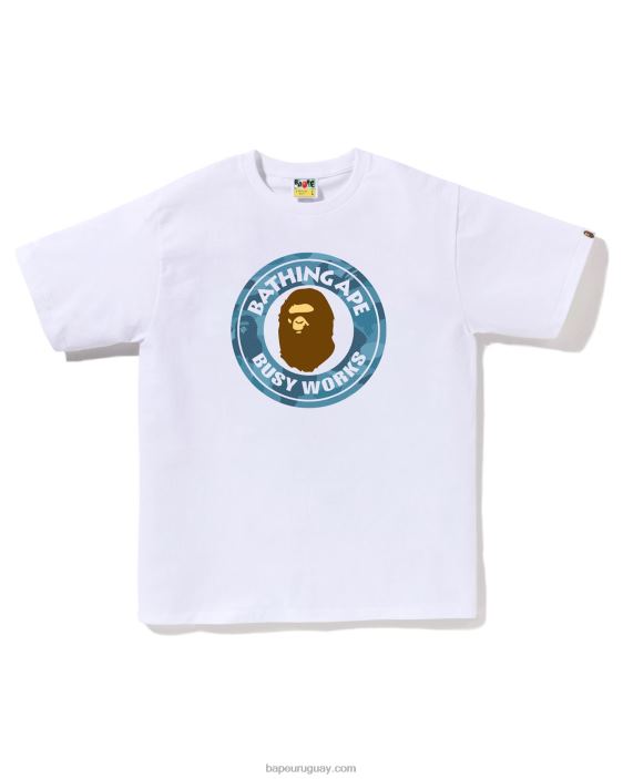 camiseta de trabajo ocupado de camuflaje de panal hombres blanco 26D8068 A Bathing Ape