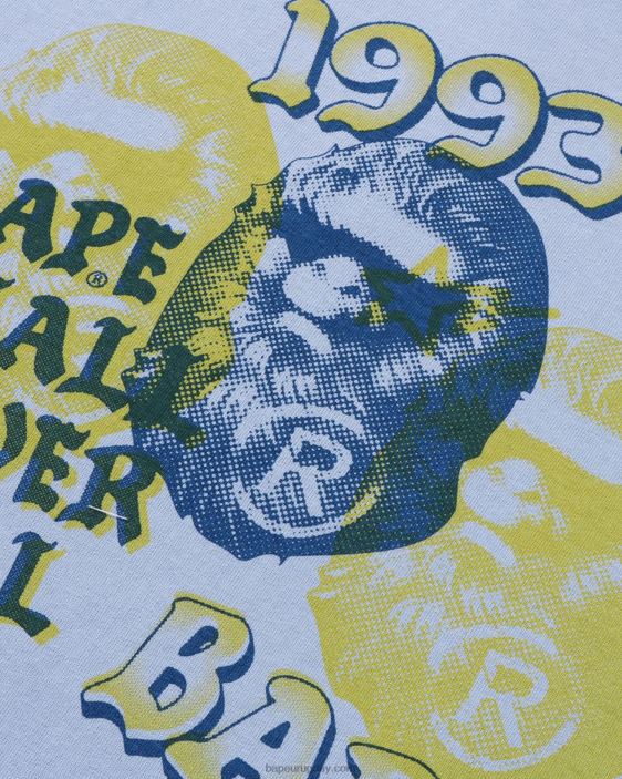 camiseta de tres cabezas de pigmento hombres azul claro 26D80153 A Bathing Ape