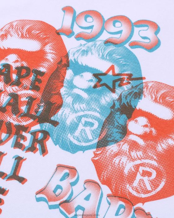 camiseta de tres cabezas de pigmento hombres blanco 26D80156 A Bathing Ape