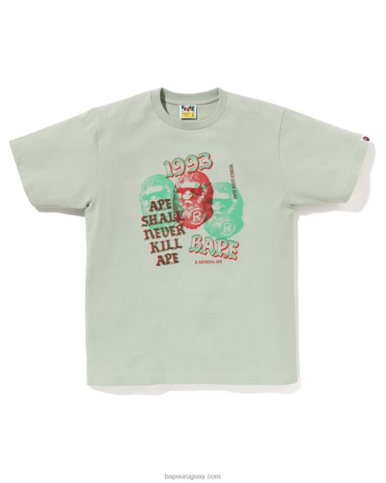 camiseta de tres cabezas de pigmento hombres ejercito verde 26D80154 A Bathing Ape