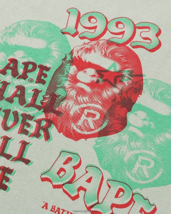 camiseta de tres cabezas de pigmento hombres ejercito verde 26D80154 A Bathing Ape